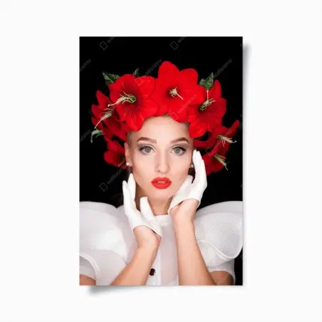 Póster retrato floral de elegancia moderna – Pixers®