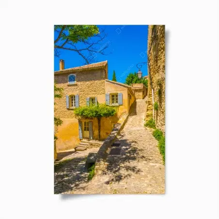 Póster escena soleada de pueblo de piedra – Pixers®