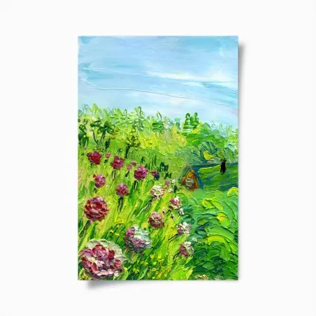 Póster jardín de peonías al óleo – Pixers®