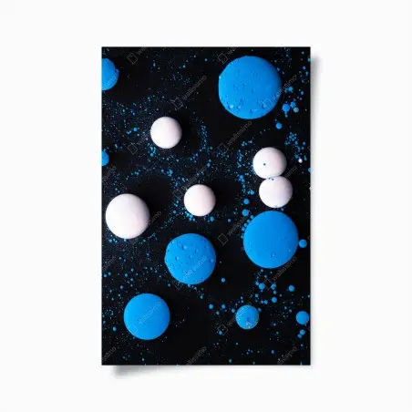 Póster mural abstracto de círculos azules y blancos – Pixers®