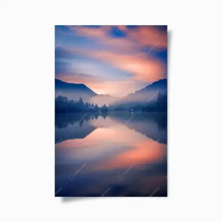 Póster amanecer brumoso en el lago – Pixers®
