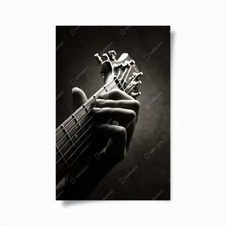 Póster melodía en las cuerdas: detalle de mano guitarrista – Pixers®