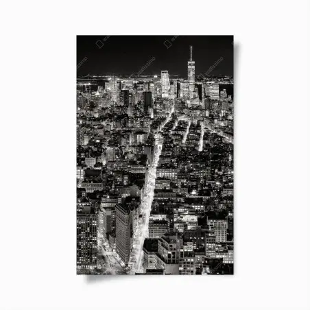 Póster panorama nocturno de Nueva York en blanco y negro – Pixers®