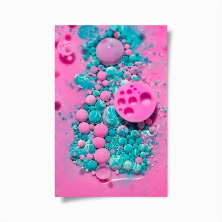 Póster marmolado rosa y turquesa con efecto burbuja – Pixers®