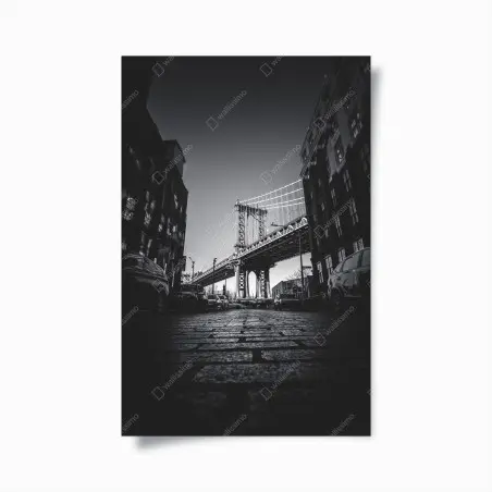 Póster vista icónica del puente de Manhattan en blanco y negro – Pixers®