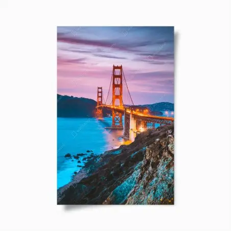 Póster atardecer sobre Golden Gate en San Francisco – Pixers®