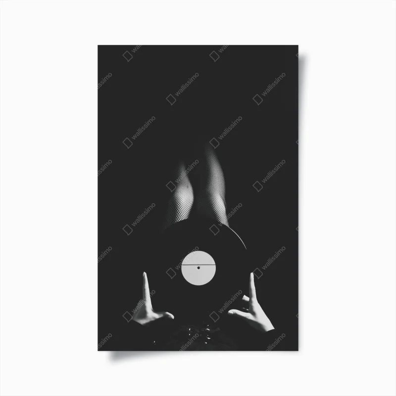 Póster melodía en sombras y vinilo