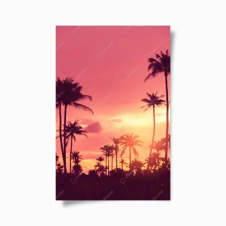 Póster atardecer tropical entre palmeras – Pixers®