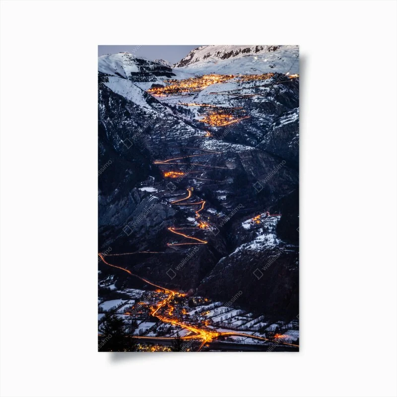 Póster noche invernal en Alpe d'Huez