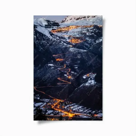 Póster noche invernal en Alpe d'Huez – Pixers®