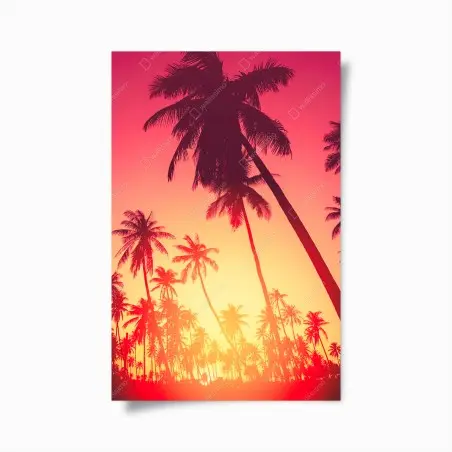 Póster atardecer tropical entre palmeras – Pixers®