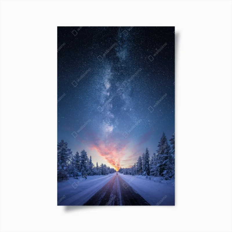 Póster camino hacia el amanecer estelar