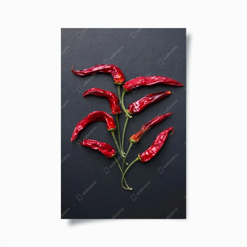 Póster árbol de chiles rojos sobre fondo negro