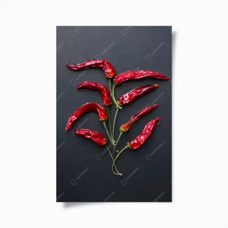 Póster árbol de chiles rojos sobre fondo negro – Pixers®