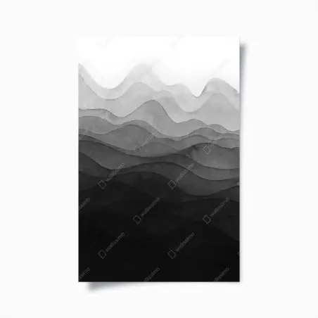 Póster paisaje montañoso en capas de tinta negra – Pixers®