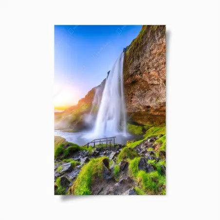 Póster puesta de sol en Seljalandsfoss – Pixers®