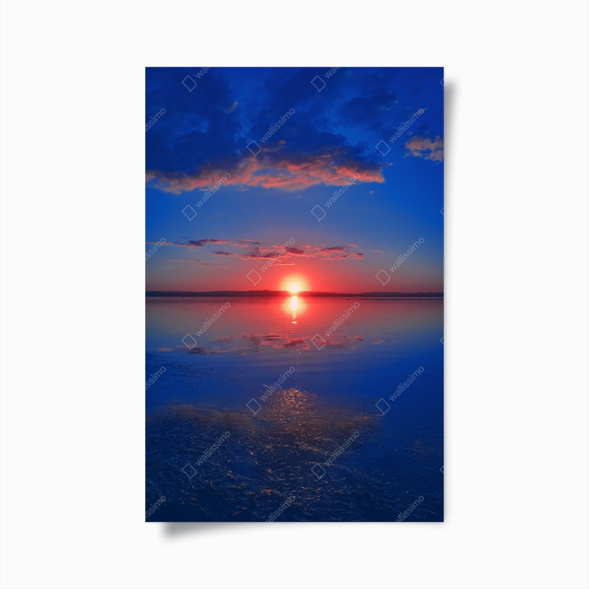 Póster puesta de sol sobre lago sereno – Pixers®
