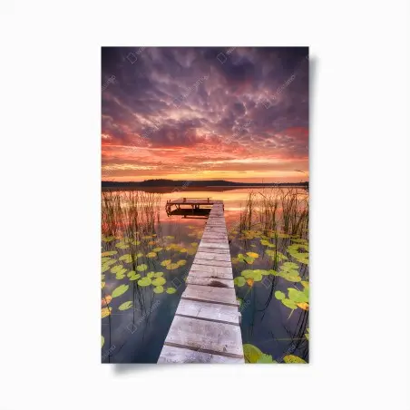 Póster amanecer en el muelle del lago – Pixers®