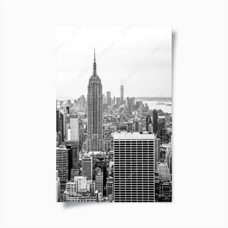 Póster vista icónica de Nueva York en blanco y negro