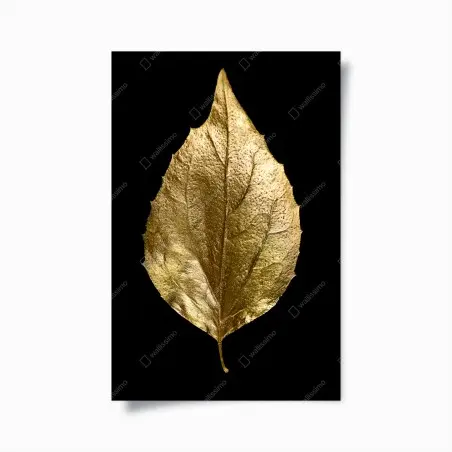 Póster hoja dorada sobre fondo negro – Pixers®