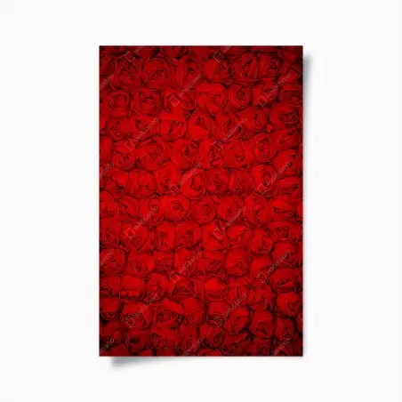 Póster pared de rosas rojas en patrón repetitivo – Pixers®