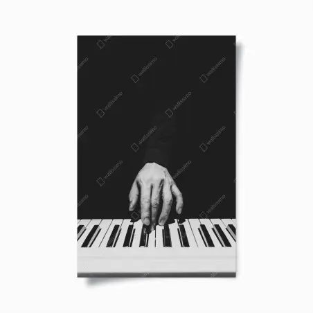 Póster mano sobre teclas en blanco y negro – Pixers®