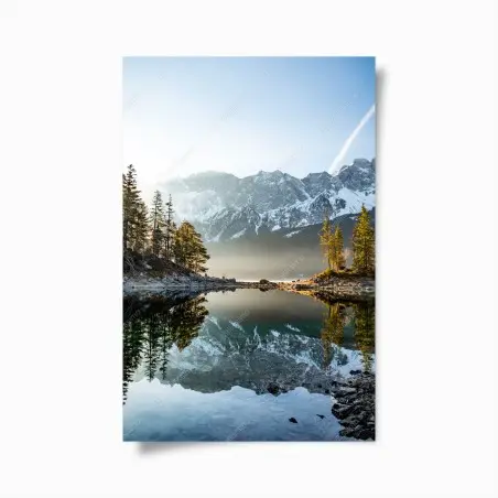 Póster reflejos en lago de montaña al amanecer – Pixers®