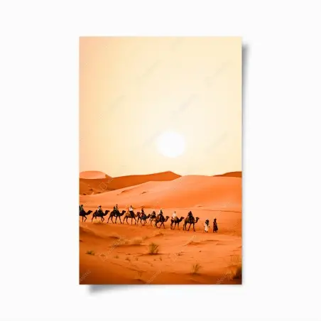 Póster caravana de camellos en dunas doradas – Pixers®