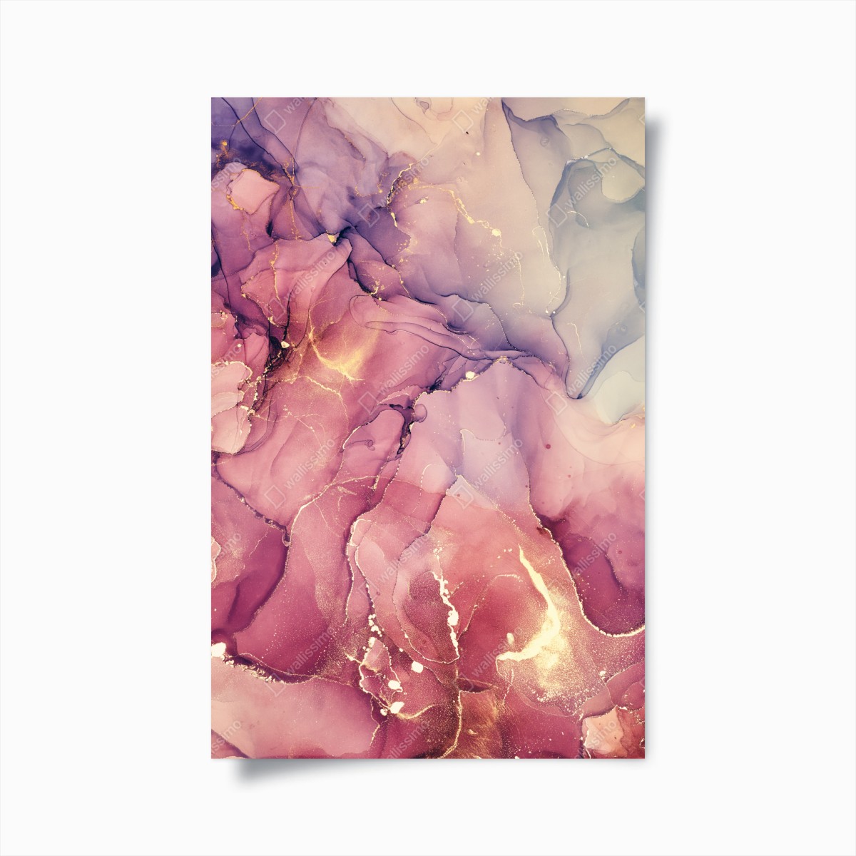 Póster mármol fluido en tinta alcohol rosa y dorado – Pixers®