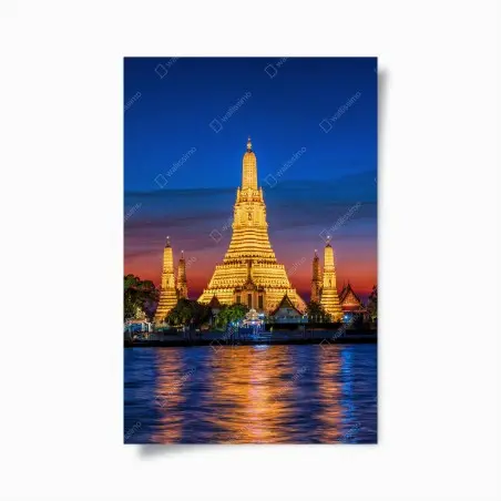Póster templo iluminado de Wat Arun al atardecer – Pixers®