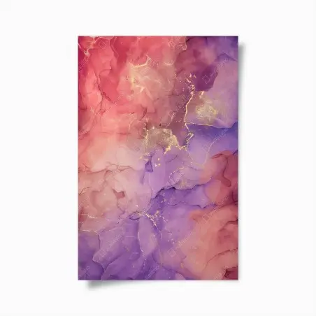 Póster ensueño abstracto en rosa y morado con vetas doradas – Pixers®