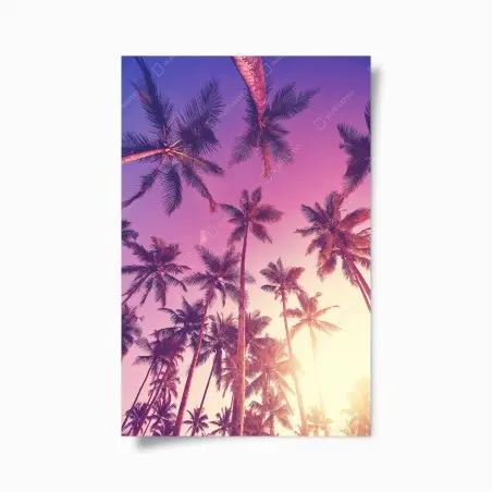 Póster paraíso de palmeras al atardecer – Pixers®