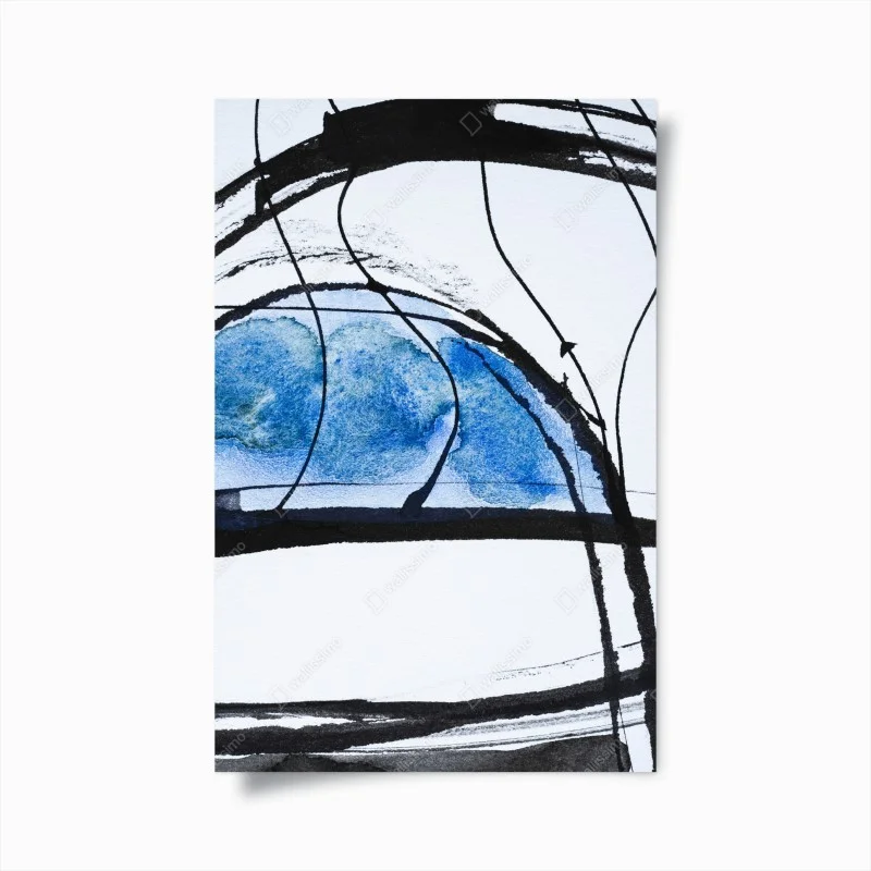 Póster abstracción oceánica en azul y negro