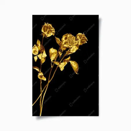 Póster rosas doradas sobre fondo negro – Pixers®