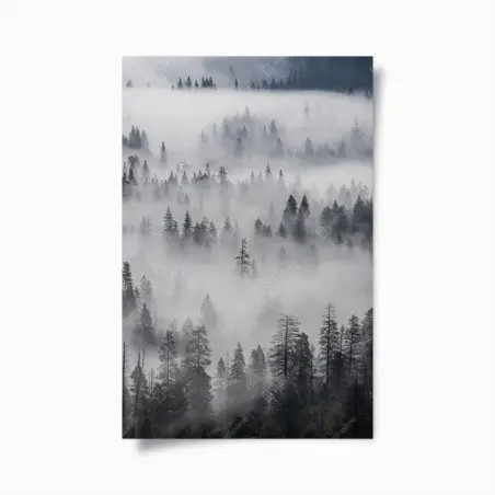 Póster bosque entre nieblas místico – Pixers®