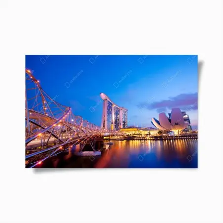 Póster vistas nocturnas en Marina Bay, Singapur – Pixers®