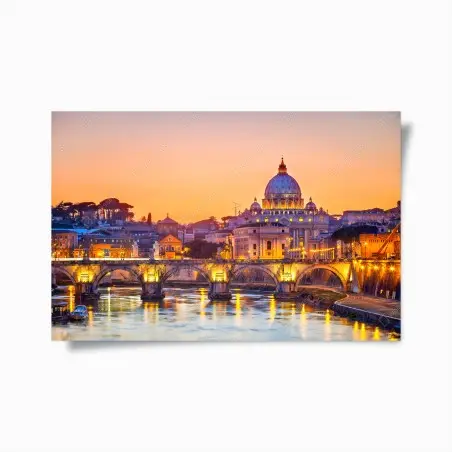 Póster puesta de sol sobre Roma y la Basílica de San Pedro – Pixers®