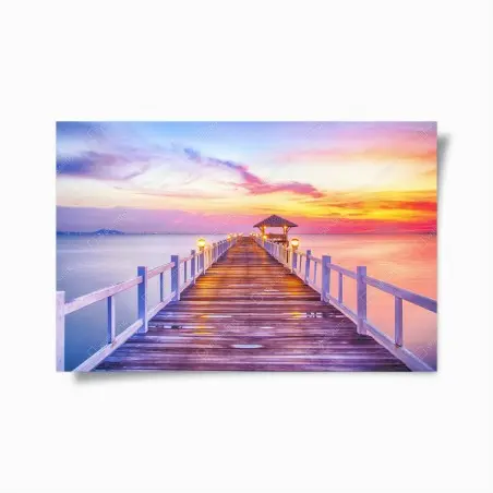 Póster muelle al atardecer con cielo colorido – Pixers®