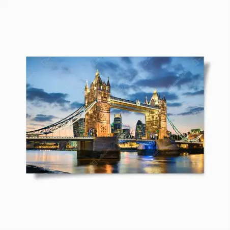 Póster vista nocturna del Puente de la Torre en Londres – Pixers®