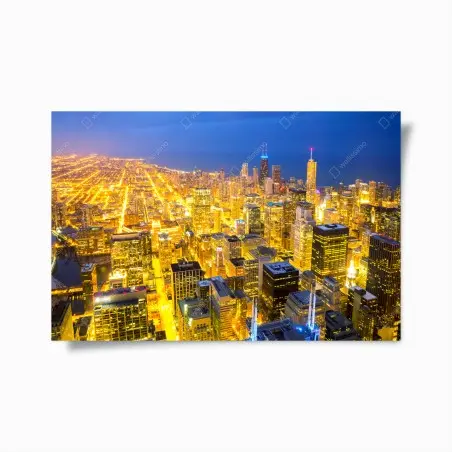 Póster impresionante vista nocturna de Chicago – Pixers®