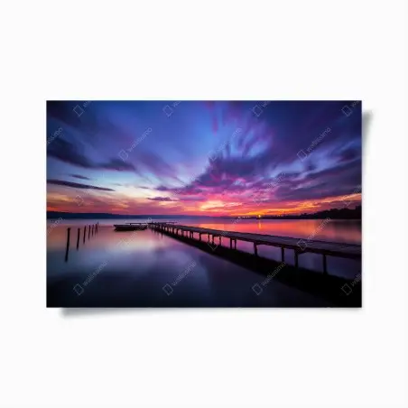 Póster muelle al atardecer en tonos púrpura y naranja – Pixers®