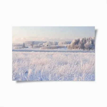 Póster paisaje invernal con escarcha y luz suave – Pixers®