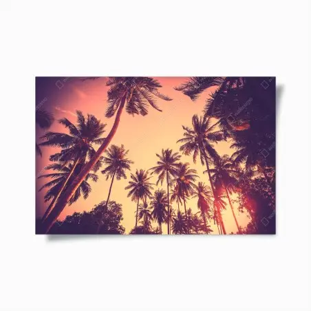 Póster atardecer tropical vintage con palmeras – Pixers®