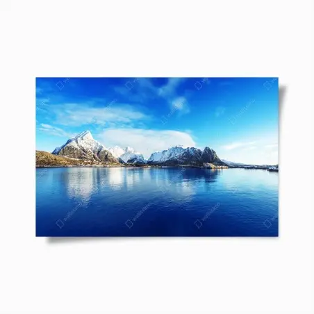 Póster paisaje invernal en Reine, Islas Lofoten – Pixers®