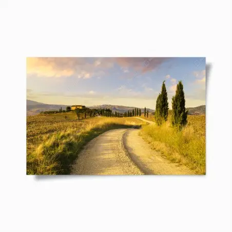 Póster camino rural en la Toscana al atardecer – Pixers®