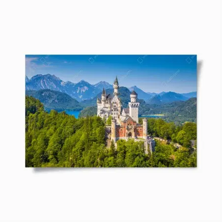 Póster castillo de cuento entre montañas de Baviera – Pixers®