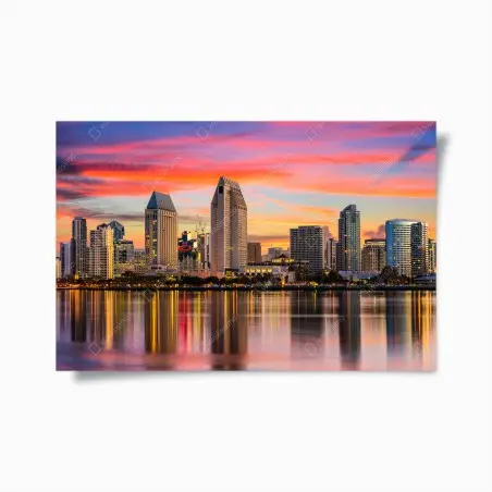 Póster atardecer vibrante sobre San Diego – Pixers®