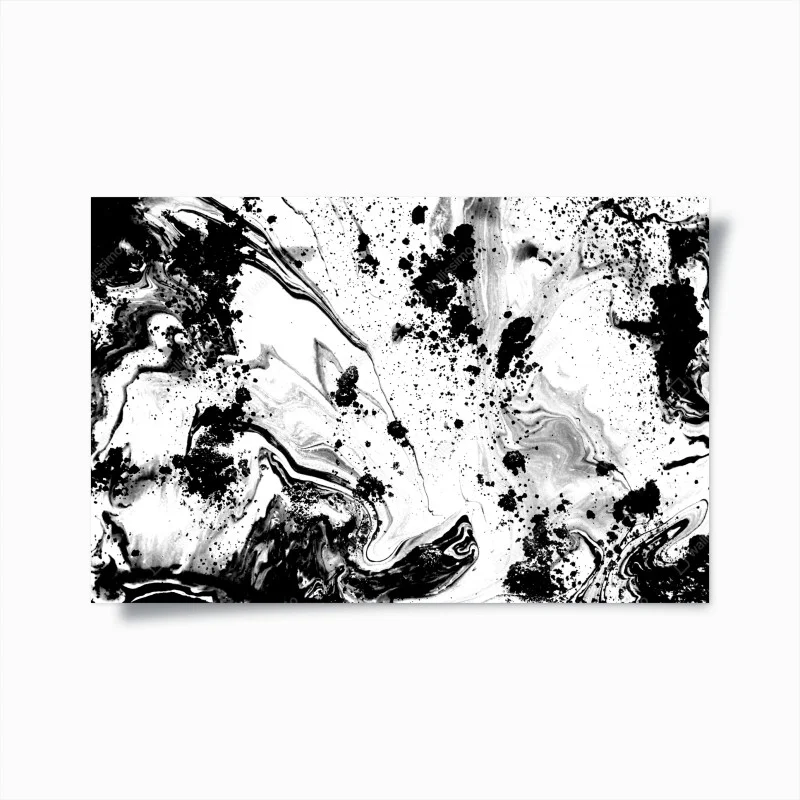 Póster mármol abstracto en blanco y negro