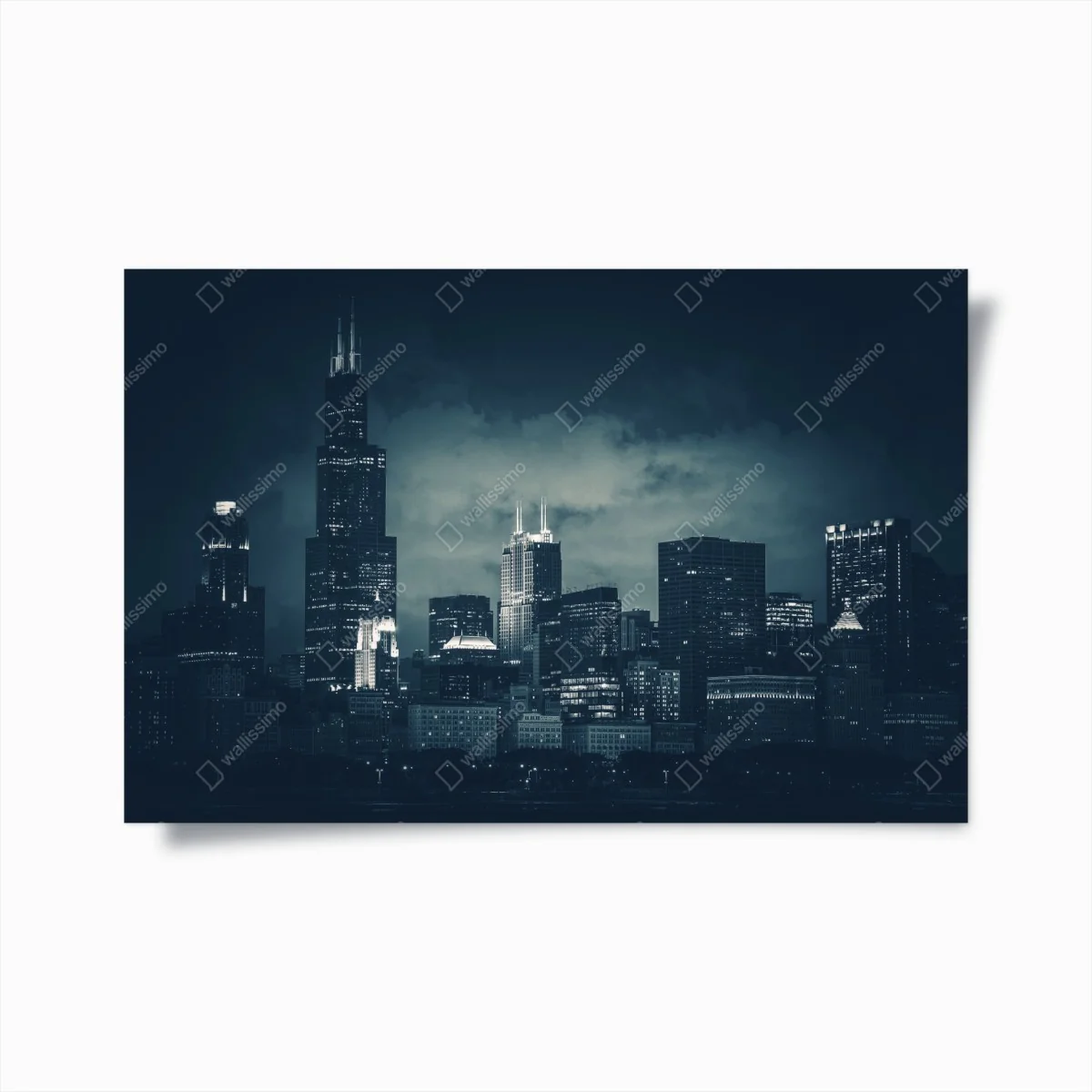Póster panorámica nocturna de Chicago en azul oscuro – Pixers® Póster panorámica nocturna de Chicago en azul oscuro – Pixers®