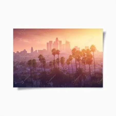 Póster atardecer en Los Ángeles con palmeras – Pixers®